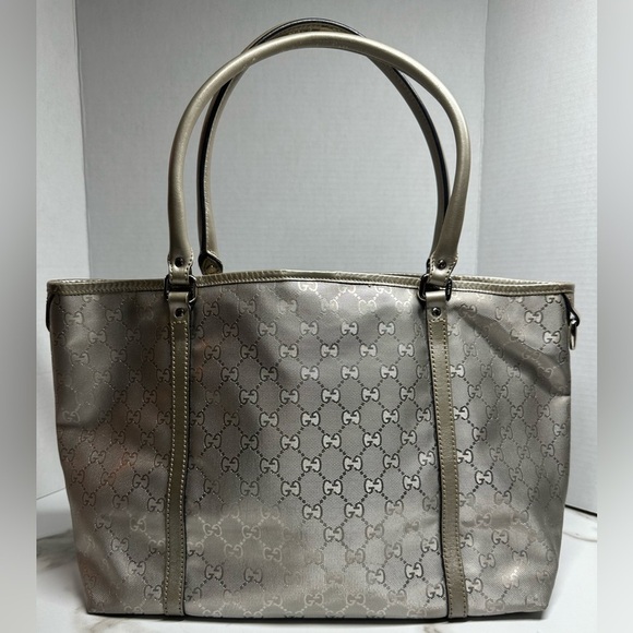 Authentic GUCCI GG implementation Tote Bag Silver w/COA - Picture 3 of 15